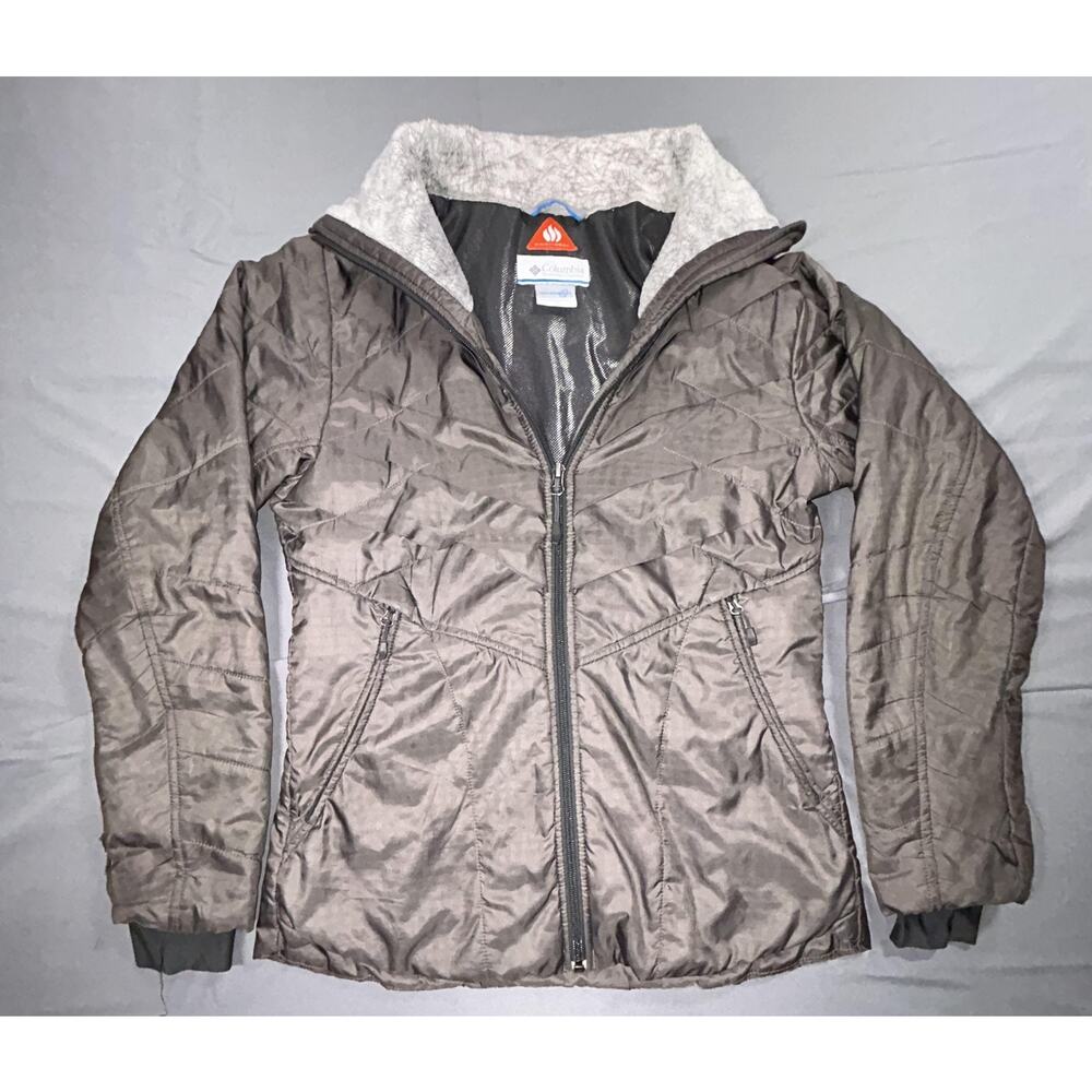 Columbia Omni-Heat Interchange Jacket Womens Small Brown Quilted Puffer Full Zip